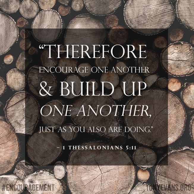 Therefore encourage one another and build up one another, just as you also are doing. - 1 Thessalonians 5:11