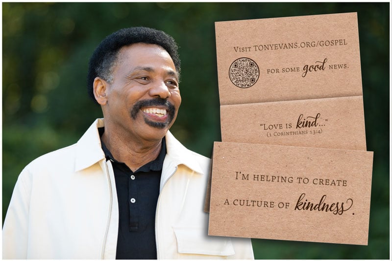 Tony Evans with kindness cards