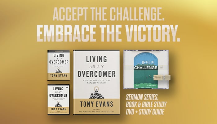 The Jesus Challenge sermon series, Living as an Overcomer book, and Bible study DVD + study guide