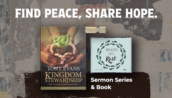 Find Peace, Share Hope. Current offer: Ready, Set...Rest sermon series and Kingdom Stewardship book