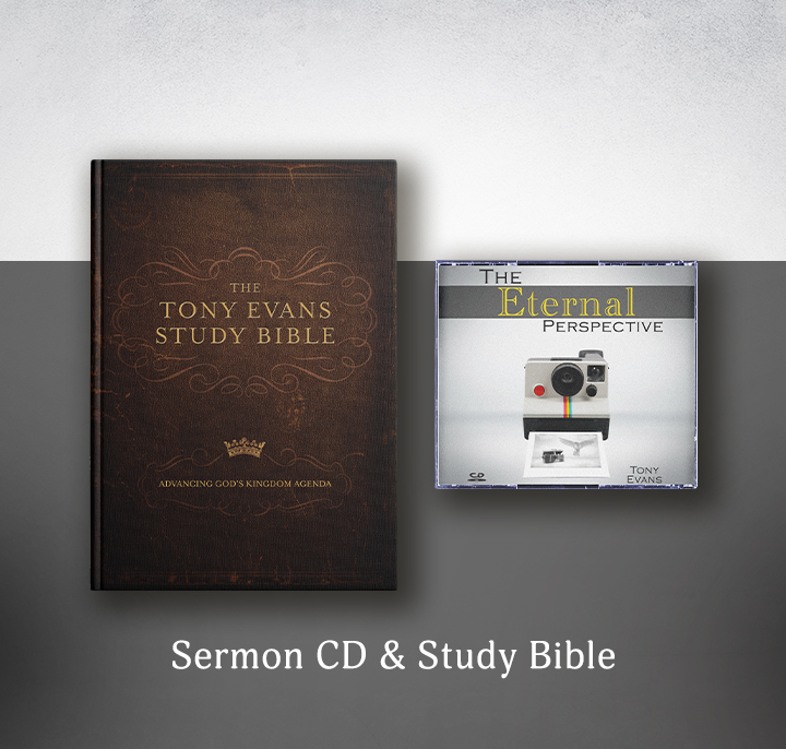 The Eternal Perspective sermon series CD and Tony Evans Study Bible hardback